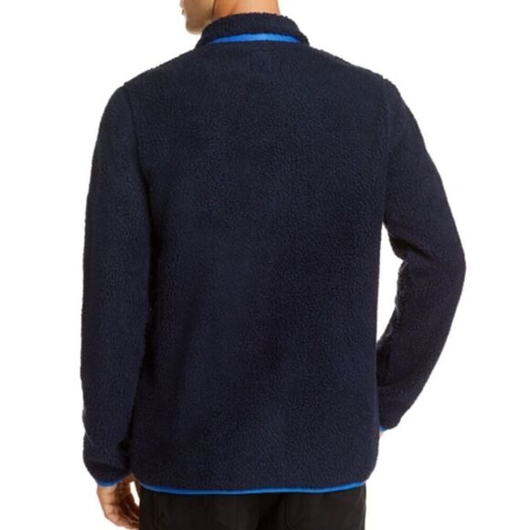 New Pacific & Park Men US S Navy Blue Sherpa Fleece Jacket Zip-Up Pockets Coat - Picture 2 of 13